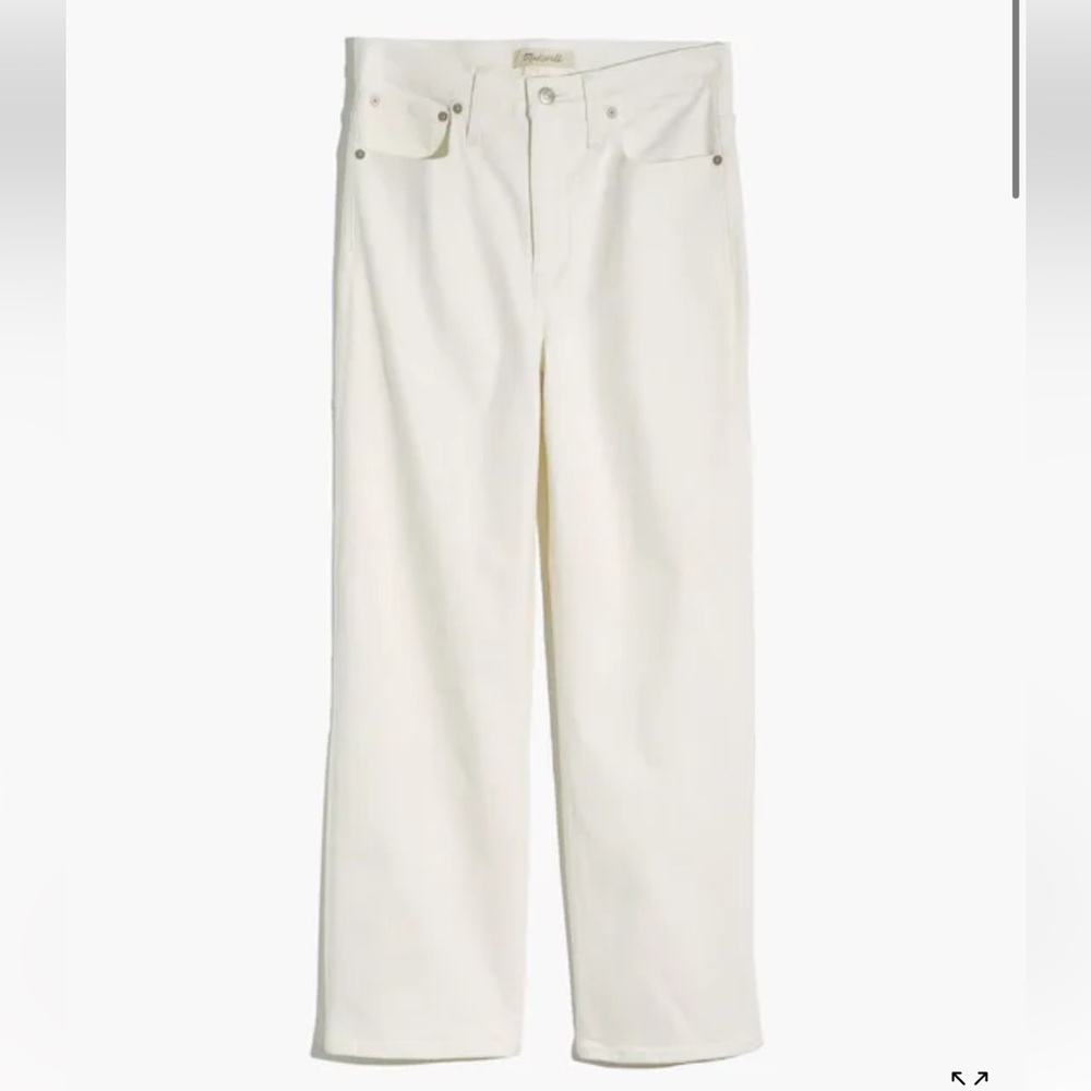 Madewell Cropped High-Rise Slim Wide-Leg Jeans in Tile White - COLOR: Tile White - Picture 2 of 12